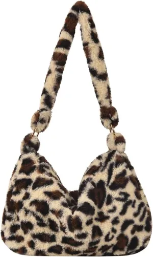 Underarm Bag Women Printing Plush Shoulder Large Tote Handbags Plush material, suitable for daily, leisure, shopping, travel