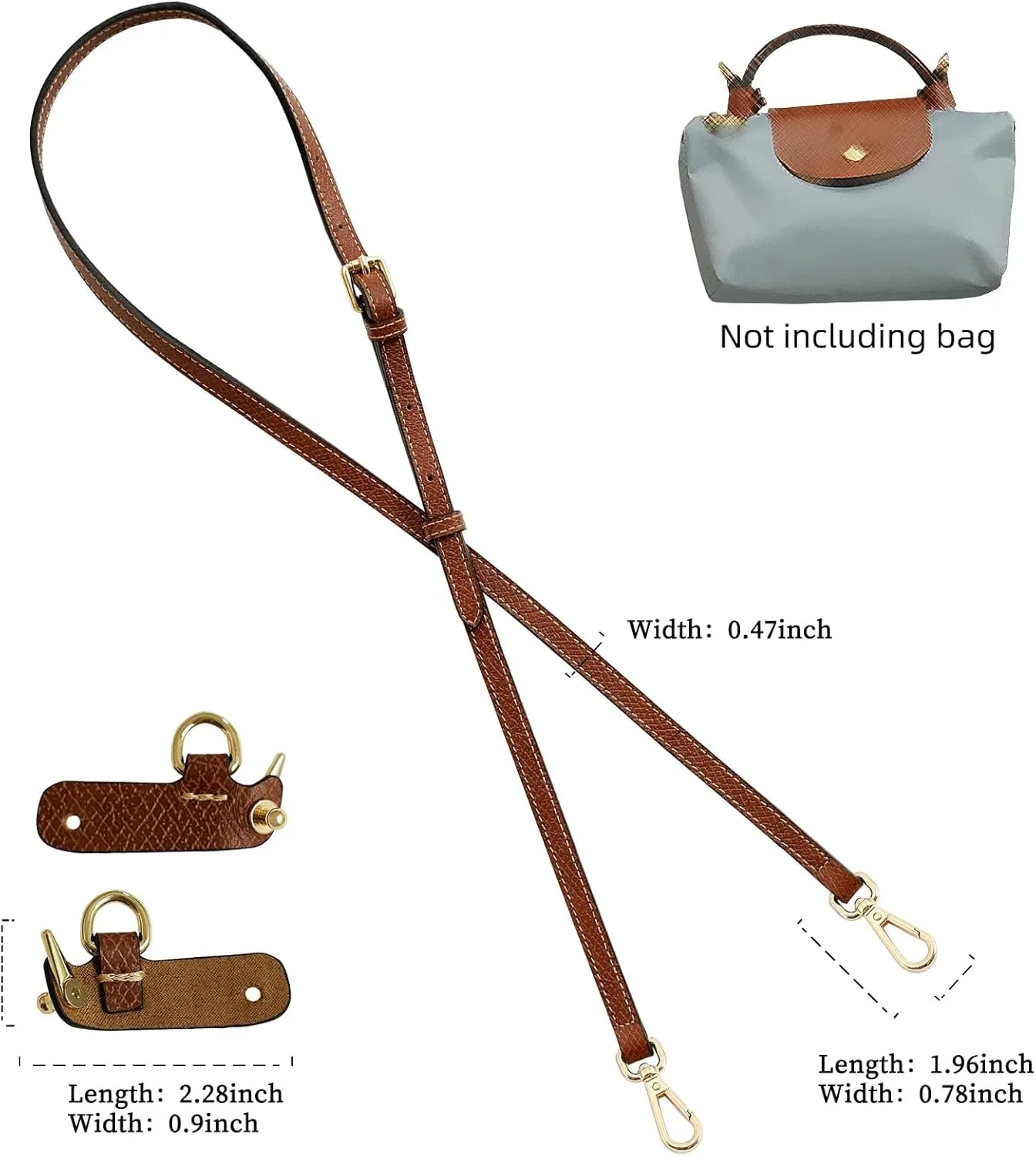 Upgraded Leather Purse Straps for Longchamp Mini Bag Conversion Kit, Bag Shoulder Strap Replacement Crossbody