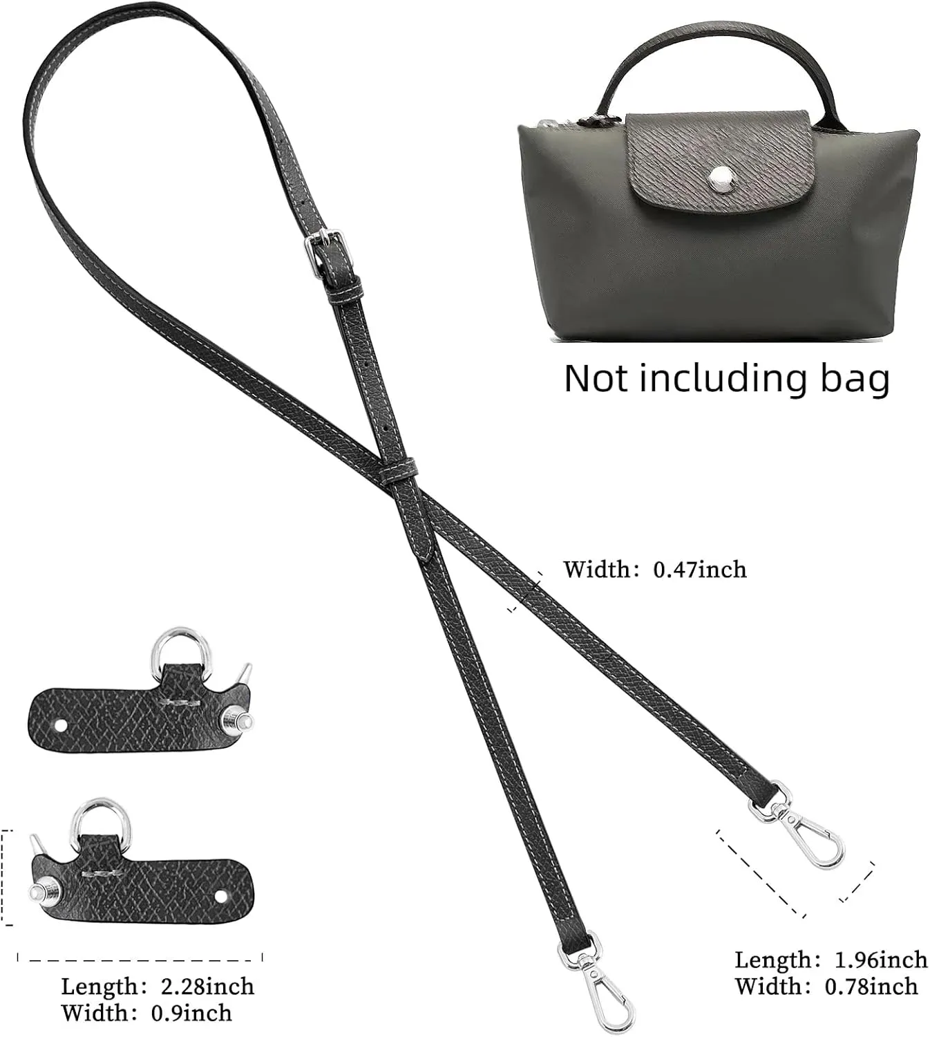 Upgraded Leather Purse Straps for Longchamp Mini Bag Conversion Kit, Bag Shoulder Strap Replacement Crossbody