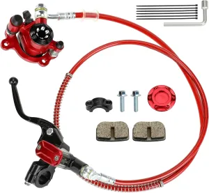 Upgraded Mini Bike Hydraulic Brake Kit Compatible with Baja Doodle Bug DB30 Blitz Dirt Bug Racer Predator 79cc 97cc 212cc 2.8hp 3.0hp Engine Minibike Parts with Pads (Red)