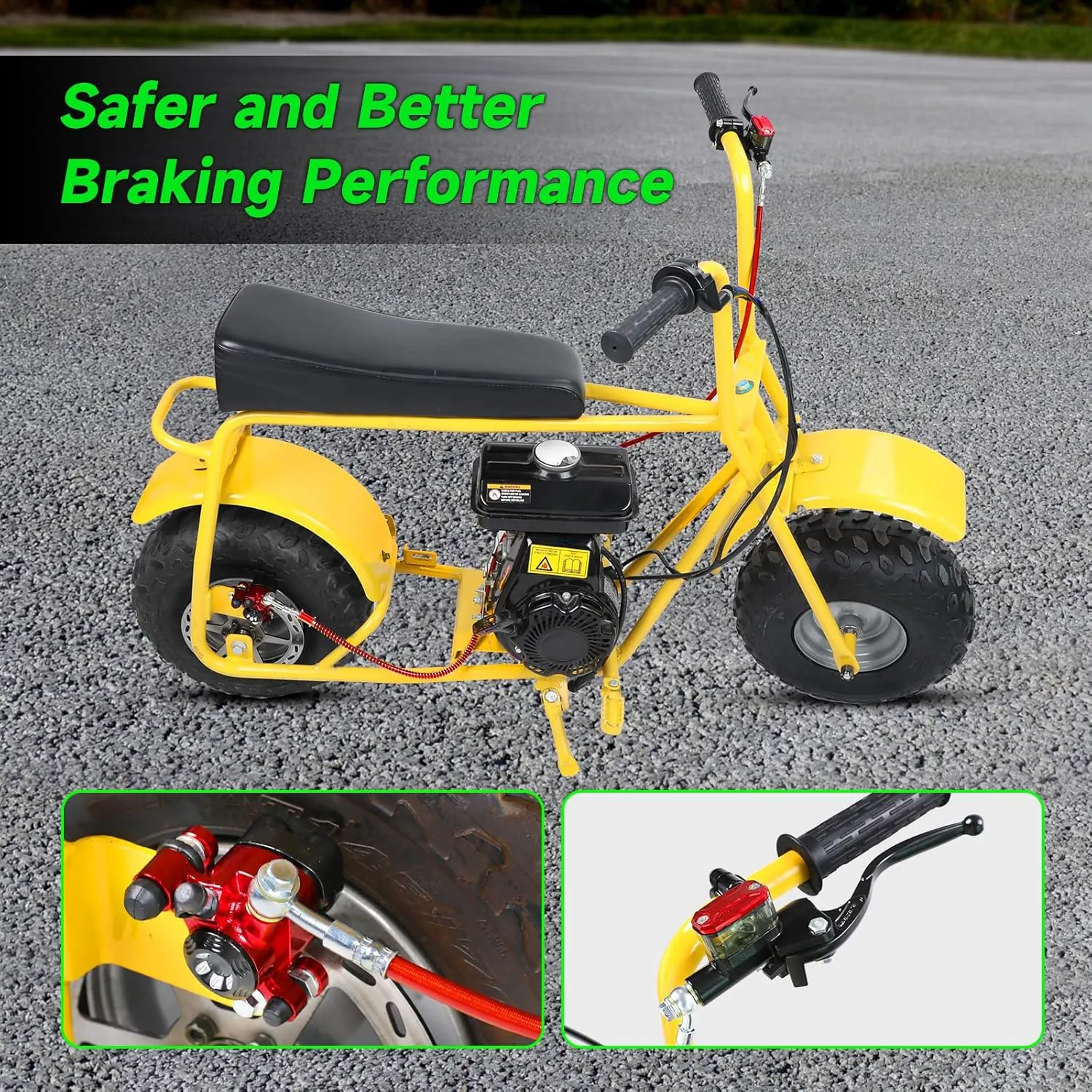 Upgraded Mini Bike Hydraulic Brake Kit Compatible with Baja Doodle Bug DB30 Blitz Dirt Bug Racer Predator 79cc 97cc 212cc 2.8hp 3.0hp Engine Minibike Parts with Pads (Red)