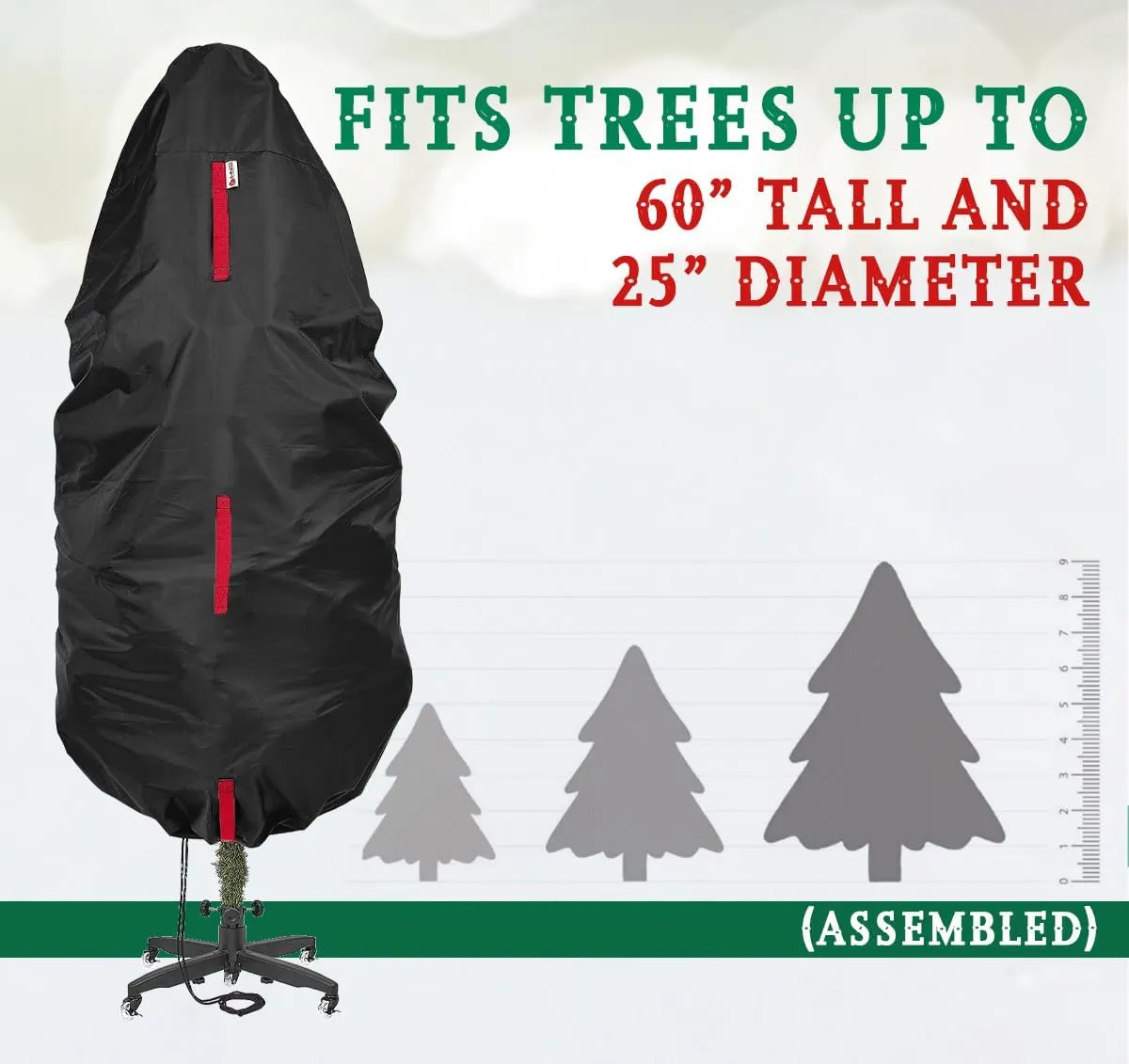 Upright Christmas Tree Storage Bag – For Topiary Trees up to 5 ft Tall – Holiday Tree Covers, for Christmas Trees and Topiary Trees Durable, Lightweight, Easy, Vertical Xmas Storage Bags - Black