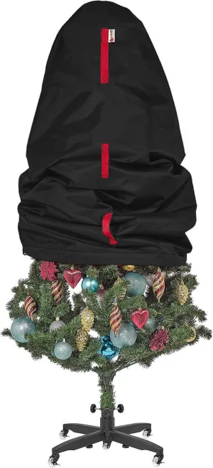 Upright Christmas Tree Storage Bag – For Topiary Trees up to 5 ft Tall – Holiday Tree Covers, for Christmas Trees and Topiary Trees Durable, Lightweight, Easy, Vertical Xmas Storage Bags - Black