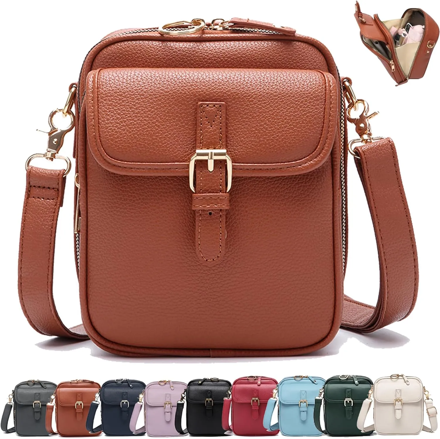 Urvashi Crossbody Leather Bag, Luma Urvashi Leather Bag, Retro Double-Layer Large Capacity Mini Crossbody Bags