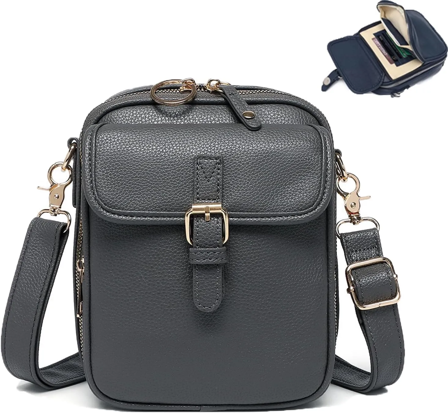 Urvashi Crossbody Leather Bag(10 ID slots   locking zipper), Keep Small Items Organized and Hands - Free When You Go
