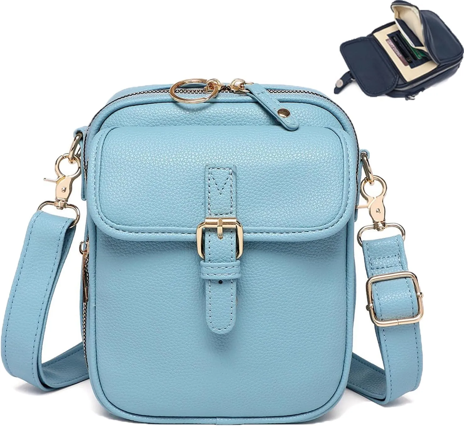 Urvashi Crossbody Leather Bag(10 ID slots   locking zipper), Keep Small Items Organized and Hands - Free When You Go