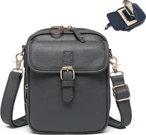 Urvashi Crossbody Leather Bag(10 ID slots   locking zipper), Keep Small Items Organized and Hands - Free When You Go