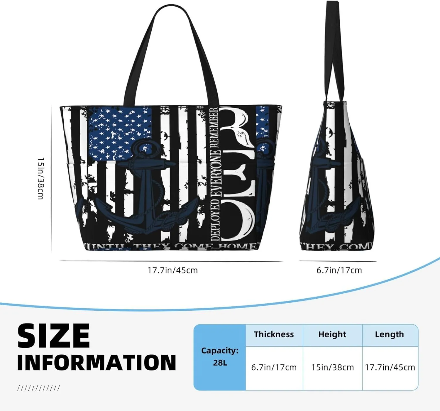Us Flag Anchor Military Tribute Women Large Beach Bag Travel Weekender Foldable Tote Bag for Pool Beach Vacation Gym