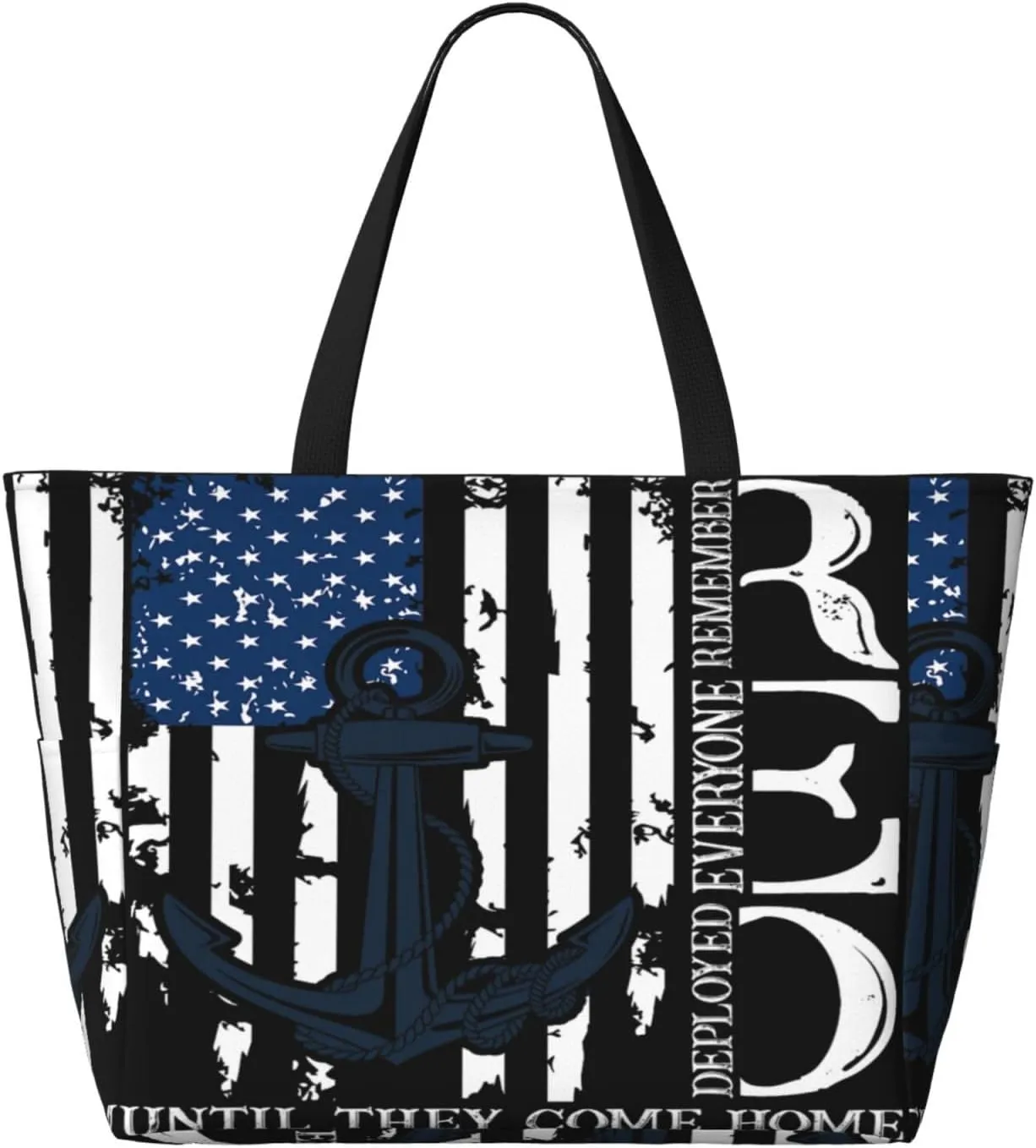 Us Flag Anchor Military Tribute Women Large Beach Bag Travel Weekender Foldable Tote Bag for Pool Beach Vacation Gym