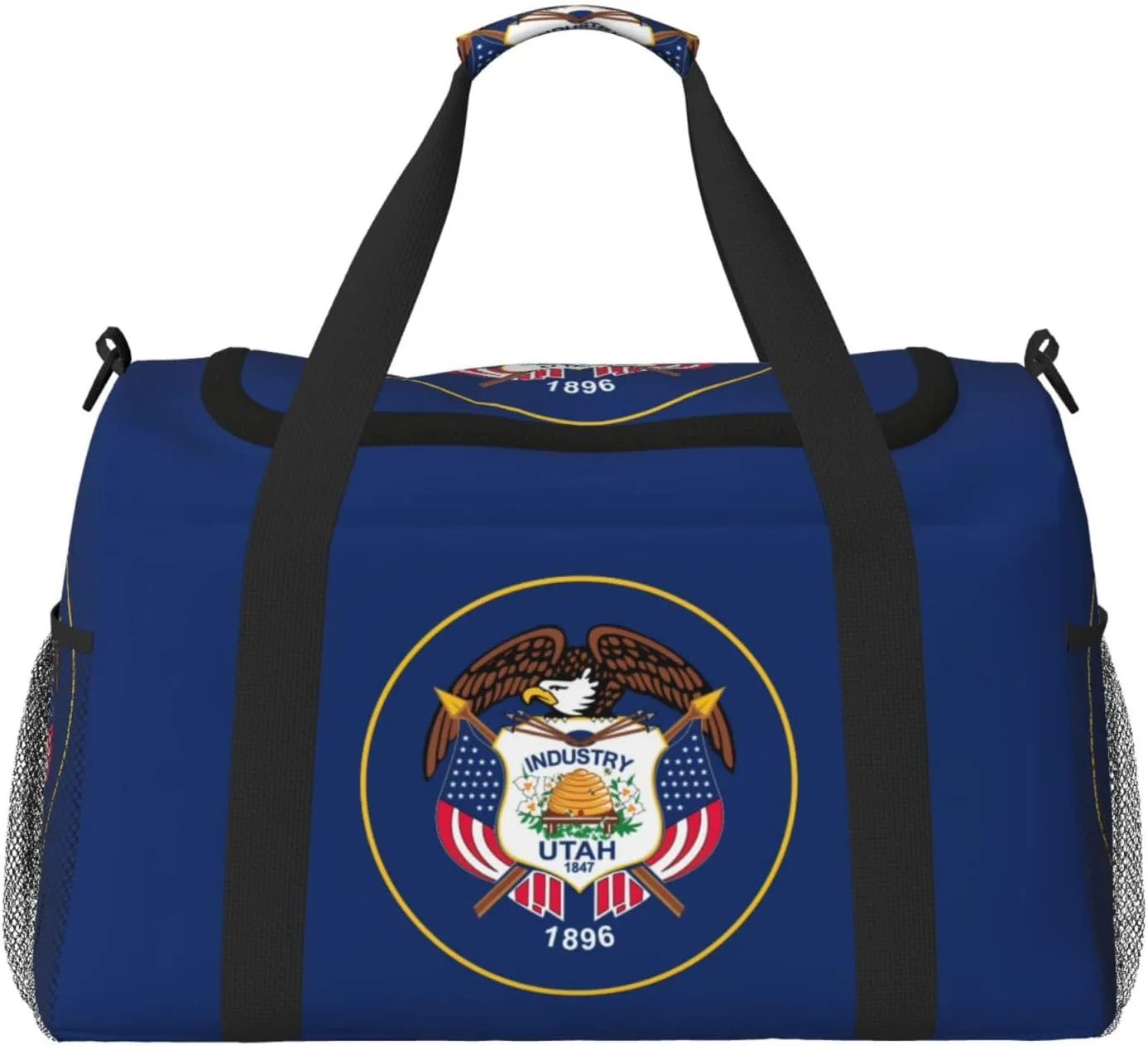 Utah Flag print Large Canvas Travel Duffel Bag Weekender Bags for Women Overnight Bag Carry On Tote Bag