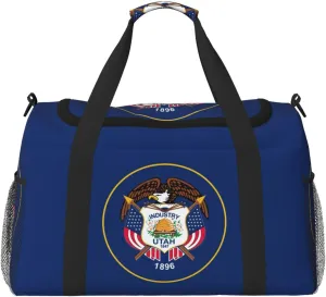 Utah Flag print Large Canvas Travel Duffel Bag Weekender Bags for Women Overnight Bag Carry On Tote Bag