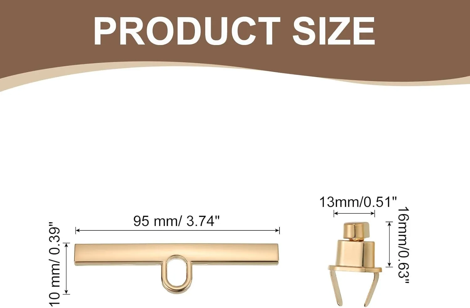 uxcell 2Pcs Twist Turn Lock Clasp, 3.74" x 0.39" Closures Lock Fasteners for Purse Aluminum Alloy Strip Bag Closure Clip Hardware Accessories for DIY Handbag Craft, Light Gold