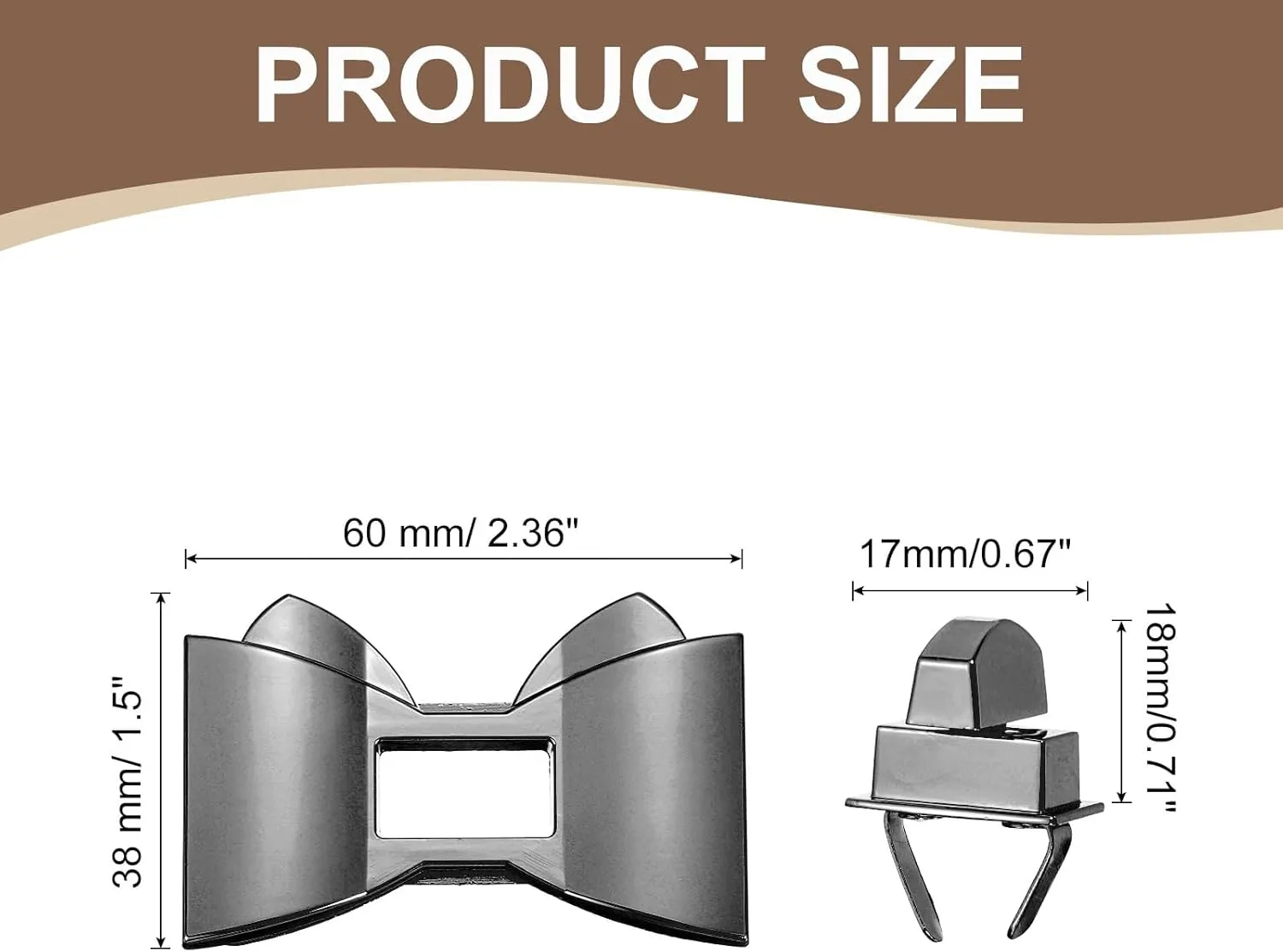 uxcell 6Pcs Twist Turn Lock Clasp, 2.36" x 1.5" Closures Lock Fasteners for Purse Aluminum Alloy Bowknot Bag Closure Clip Hardware Accessories for DIY Handbag Craft, Black