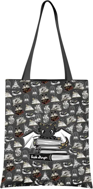 VAMSII Book Dragon Tote Bag Bookworm Gift Fantasy Bookish Empyrean Series Gifts For Readers