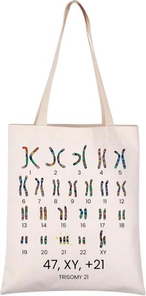 VAMSII Chromosomes Tote Karyotype Down Syndrome Gift DiGeorge Syndrome Trisomy 18 Genetics Gift (Karyotype tote)