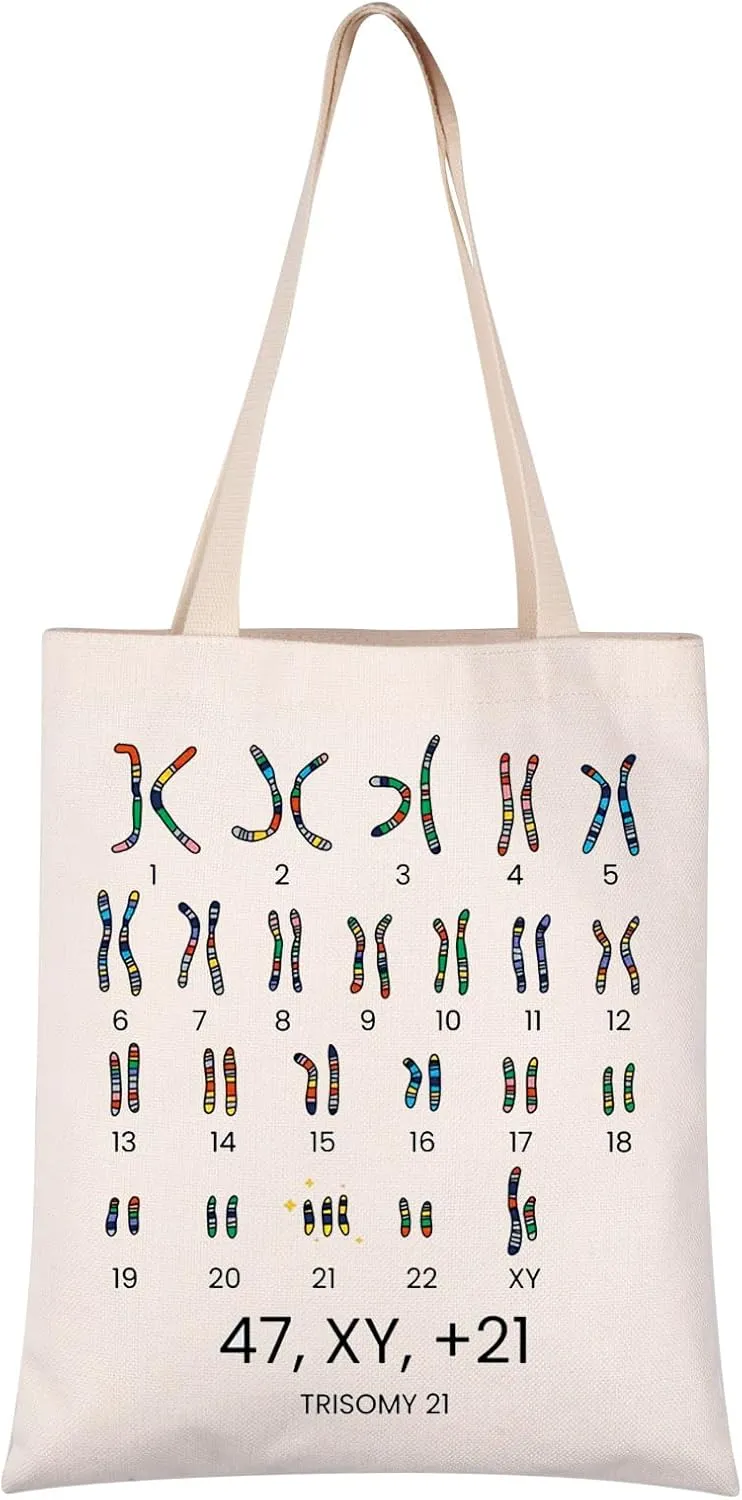 VAMSII Chromosomes Tote Karyotype Down Syndrome Gift DiGeorge Syndrome Trisomy 18 Genetics Gift (Karyotype tote)