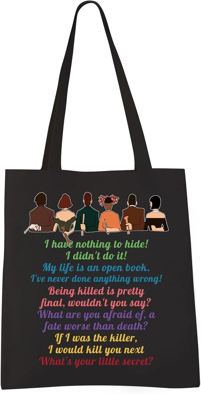 VAMSII Clue the Movie Tote bag Murder Mystery Shoulder Bag Mrs. White Quote Grocery Shopping Bag