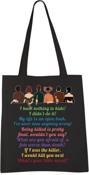 VAMSII Clue the Movie Tote bag Murder Mystery Shoulder Bag Mrs. White Quote Grocery Shopping Bag