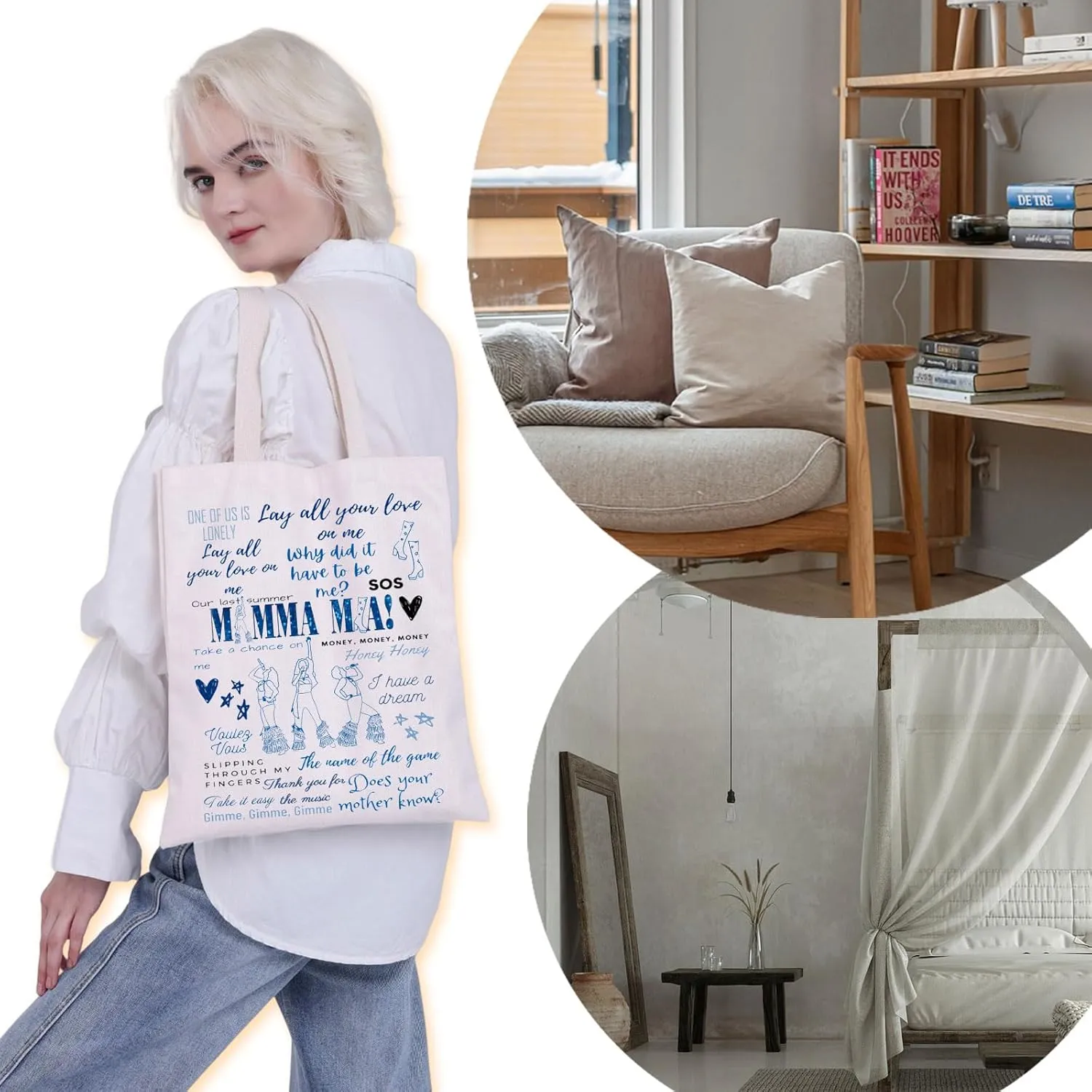 VAMSII Mama Mia Musical Tote Bag G Weekend Bag Does Your Mother Know Musical Lover Disco Bachelorette Bag