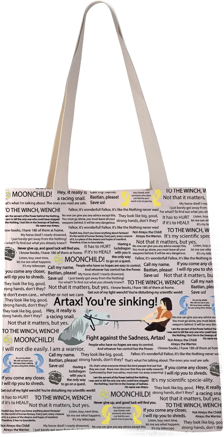 VAMSII Neverending Movie Tote Bag Luck Dragon Falkor Gift Artax! You're Sinking! Gift (MOONCHILD tote)