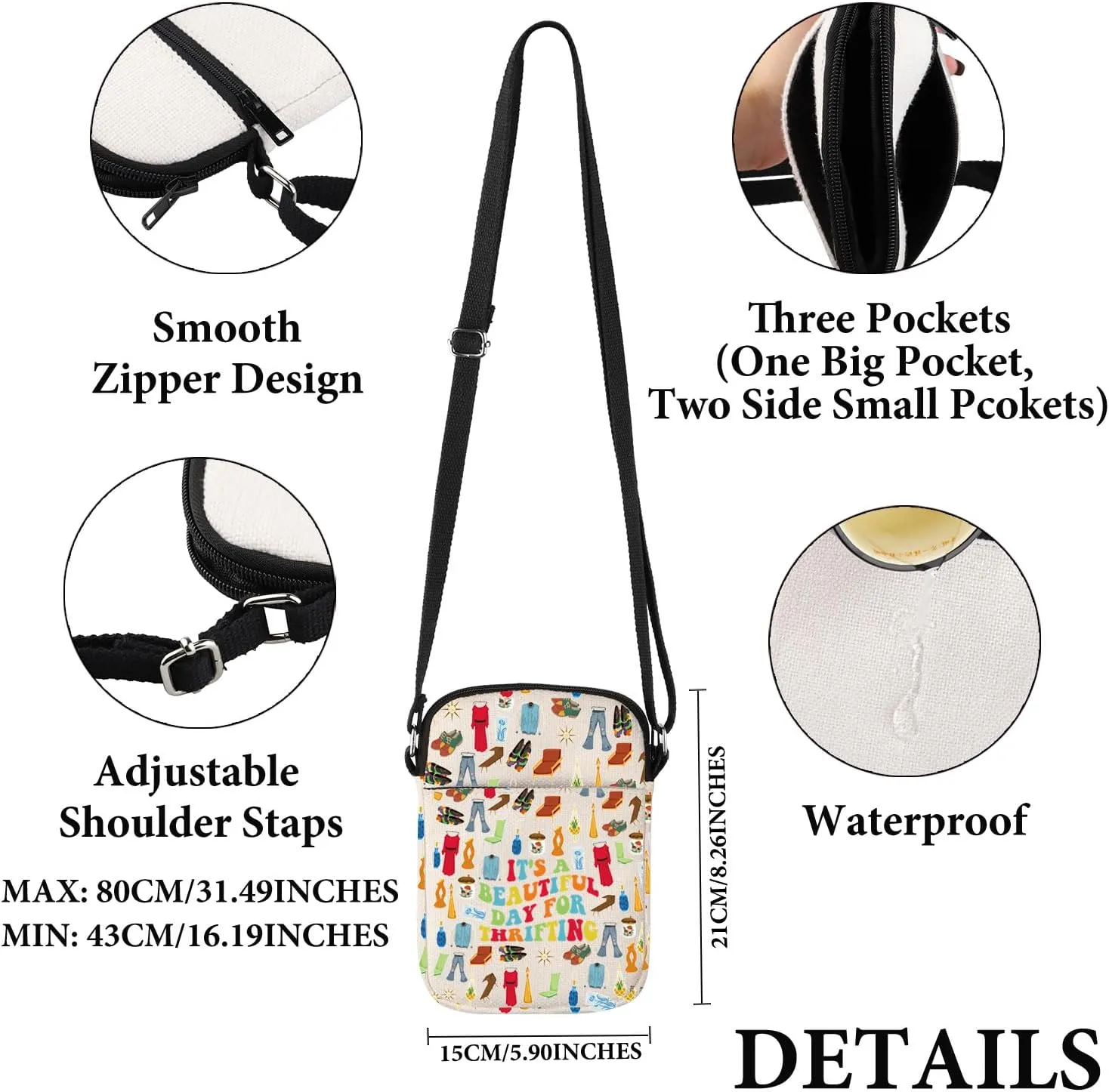 VAMSII Thrift Lover Gift It’s A Beautiful Day For Thrifting Tote Bag Thrifting Day Handbag Retro Shopper Gift Thrifter Merch
