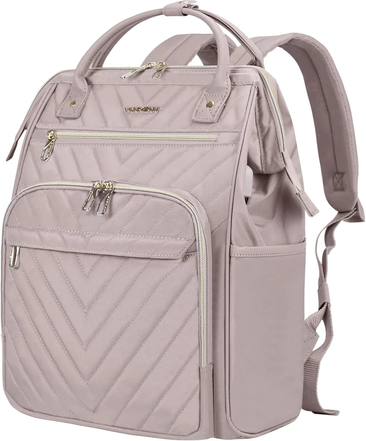 VANKEAN 17 Inch Laptop Backpack for Women Men Fashion Computer Work Bag, Large Capacity Waterproof Backpack with USB Port & RFID Pockets, College Daypack Business Travel Backpack, Light Dusty Pink
