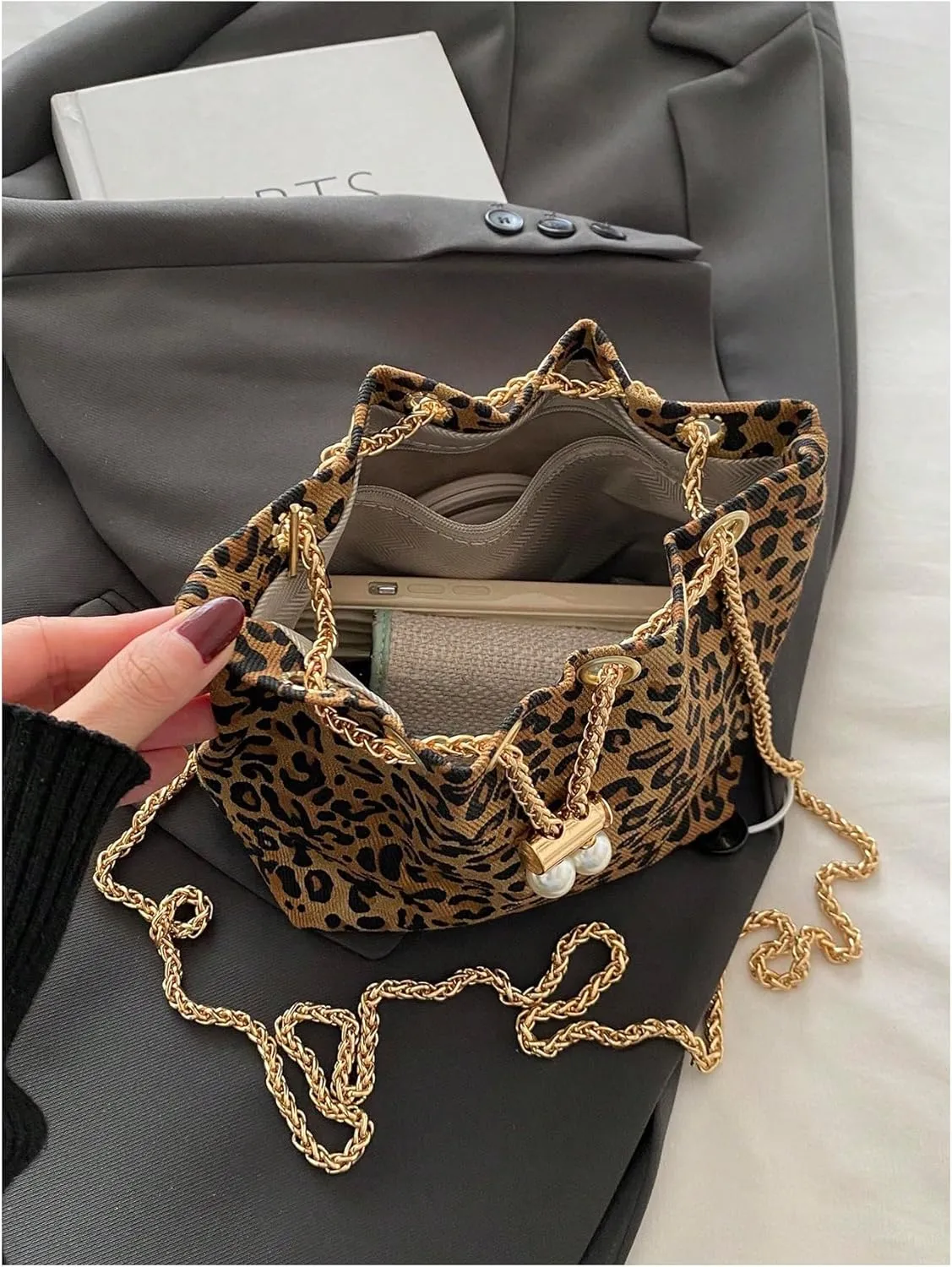 Verdusa Mini Plaid Print Drawstring Tote Bags Casual Handbags Retro Handbag