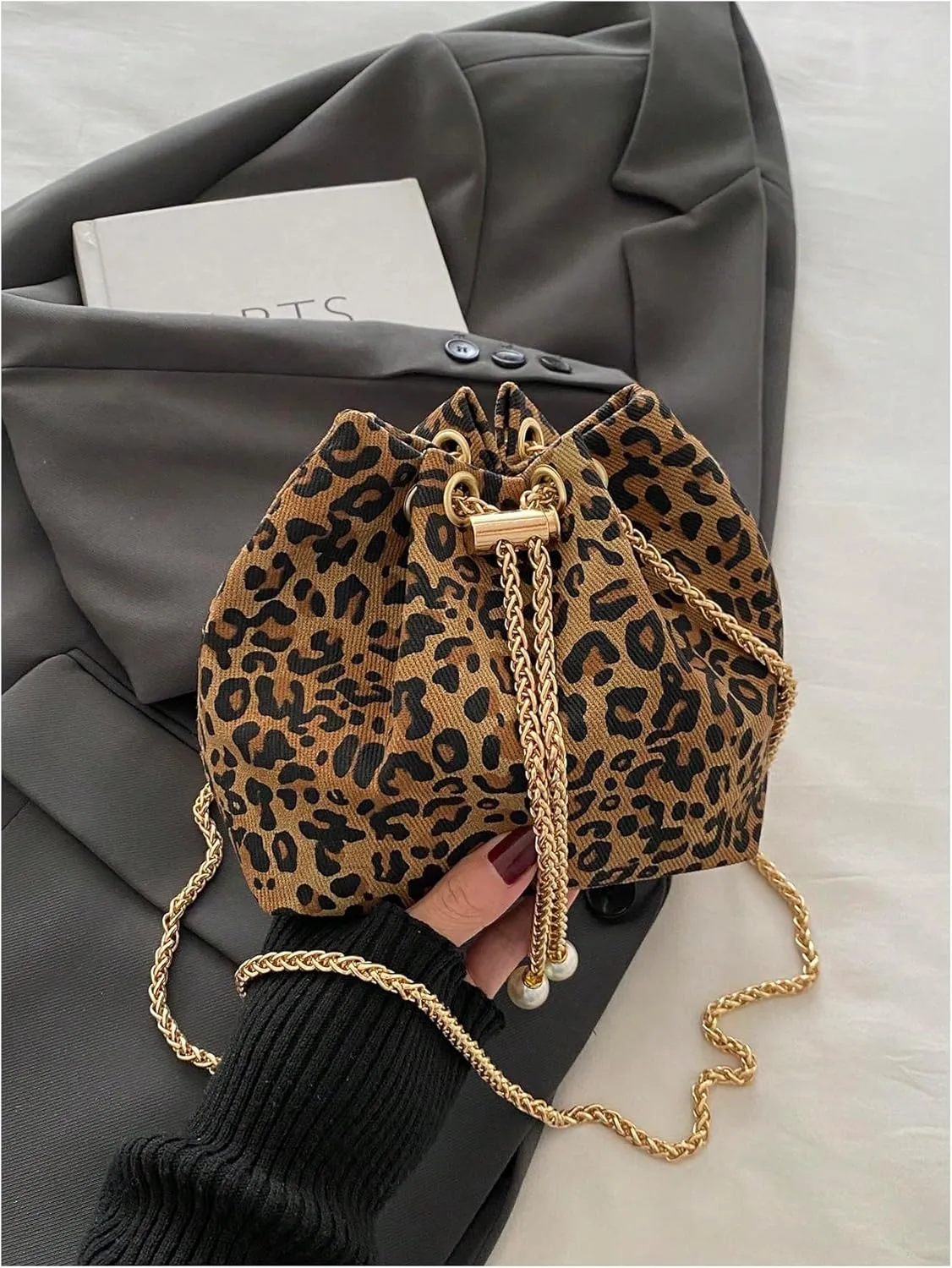 Verdusa Mini Plaid Print Drawstring Tote Bags Casual Handbags Retro Handbag