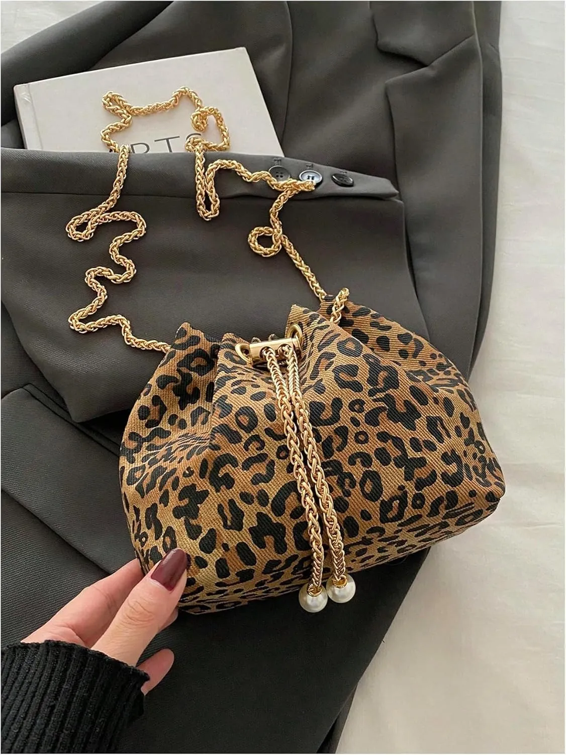 Verdusa Mini Plaid Print Drawstring Tote Bags Casual Handbags Retro Handbag