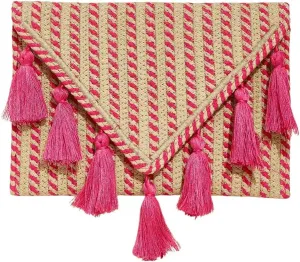 Verdusa Women's Striped Fringe Straw Clutch Handbags Envelope Handbags Purse
