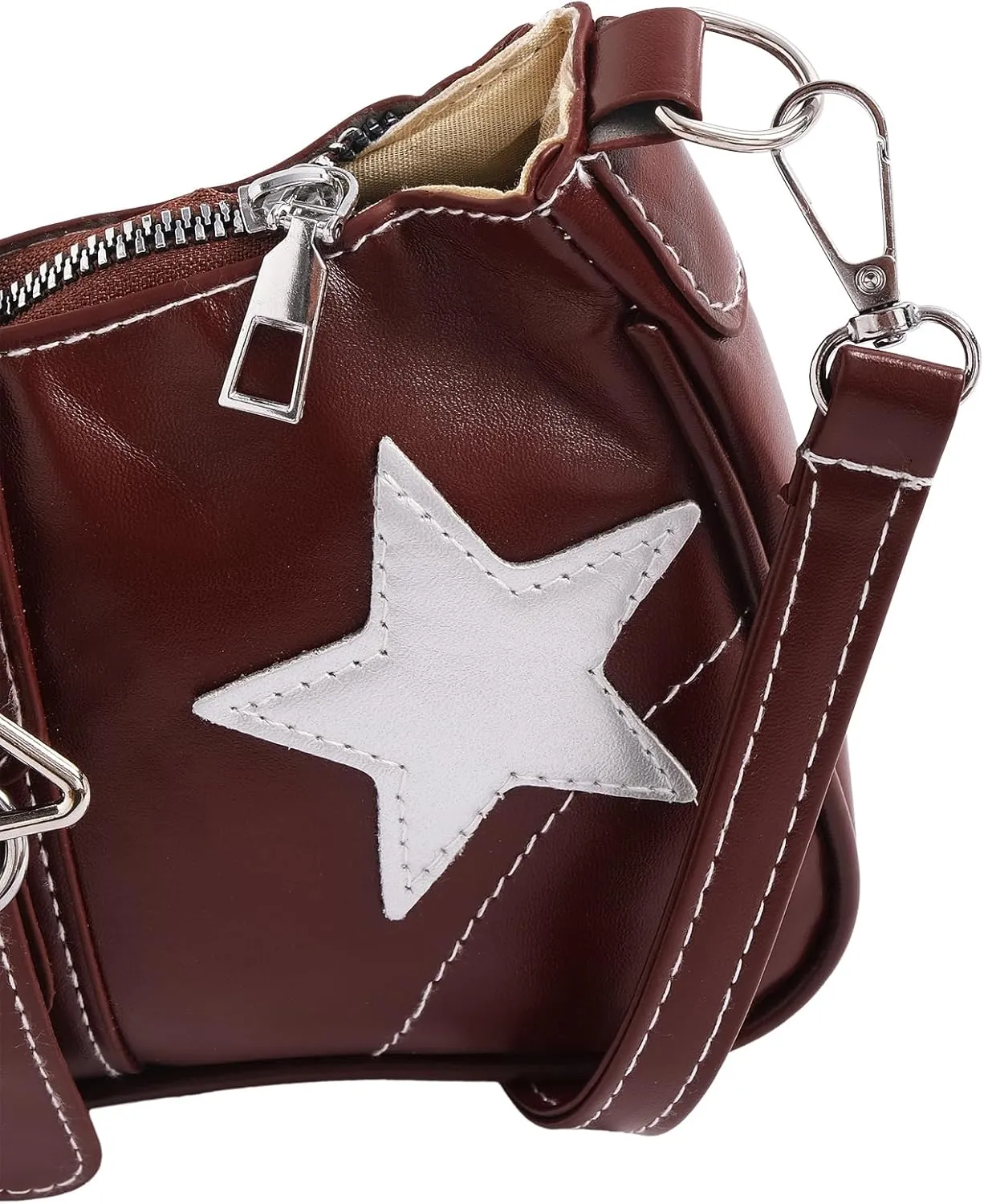 Verdusa Women's Y2K Punk Shoulder Handbags Star Pattern PU Leather Underarm Bag