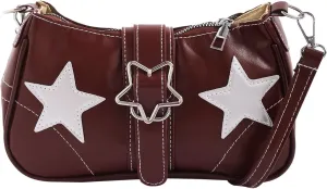 Verdusa Women's Y2K Punk Shoulder Handbags Star Pattern PU Leather Underarm Bag