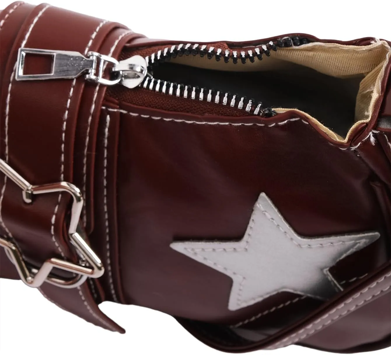 Verdusa Women's Y2K Punk Shoulder Handbags Star Pattern PU Leather Underarm Bag