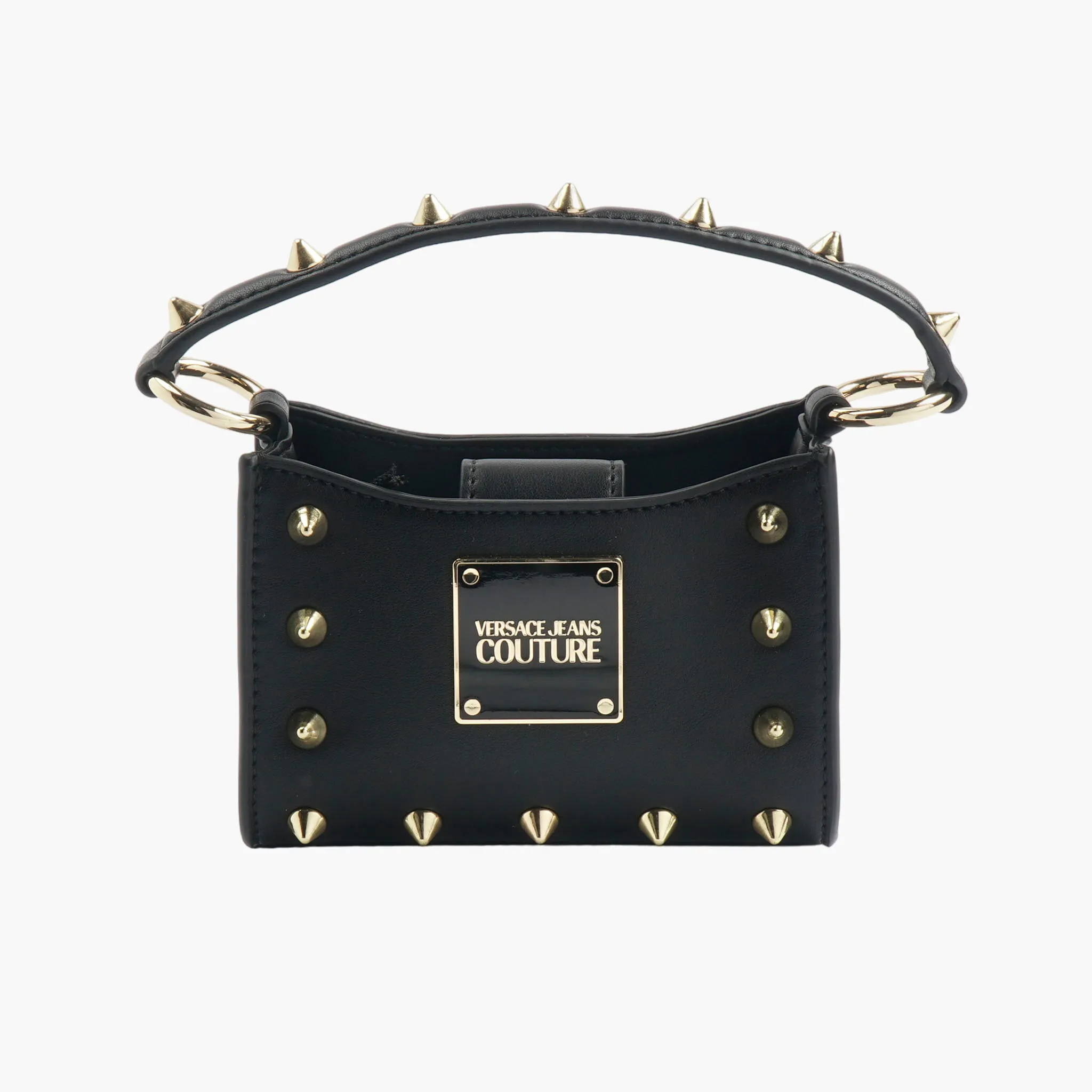 Versace Jeans Couture Black Gold Bag with Metal Studs