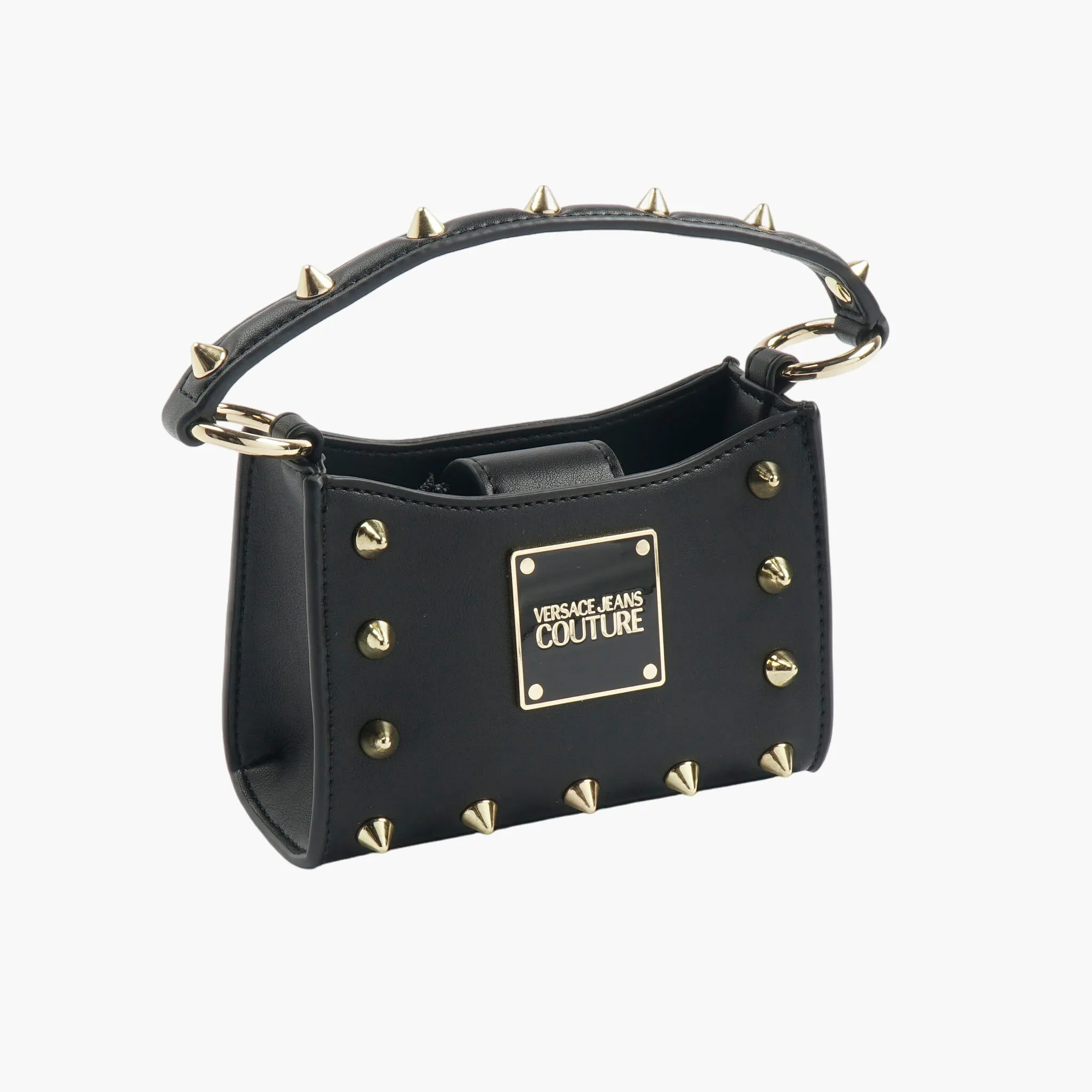 Versace Jeans Couture Black Gold Bag with Metal Studs