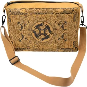 Vintage Fiber Paper Cosmetic Bag,Trendy Soft Lightweight Medium Zipper Oriental Crossbody Bag,Adjustable Strap Lady Gift