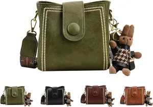 Vintage Retro Small Water Bucket Bag, Vintage Fashion Bag With Adjustable Wider Shoulder Strap (Green)