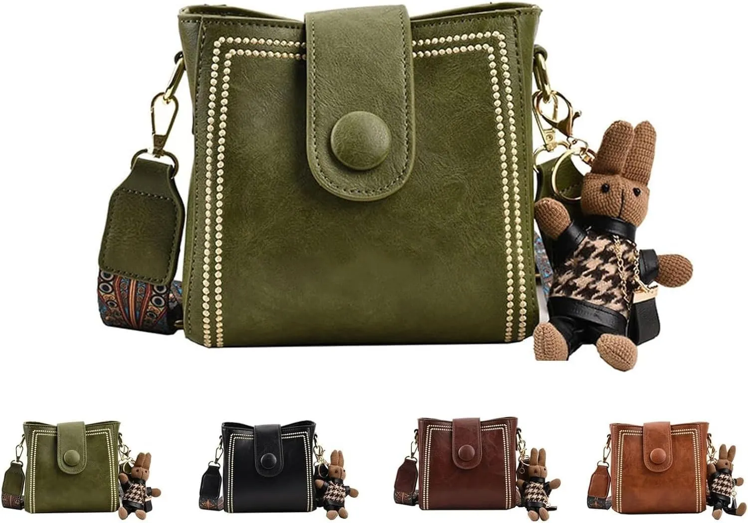 Vintage Retro Small Water Bucket Bag, Vintage Fashion Bag With Adjustable Wider Shoulder Strap (Green)