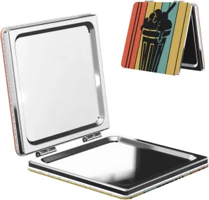Vintage Style Milkshake Silhouette Mini Makeup Mirror Portable Pocket Cosmetic Mirror Folding Compact Mirror