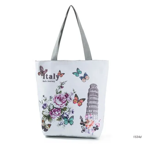 Vintage Tower Design Shoulder Bags Women Summer Floral Beach Bags For Female Single