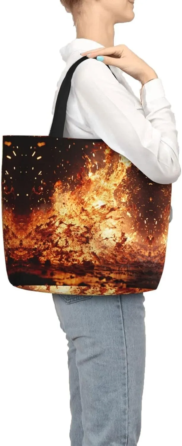 Volcano 3 Print Tote Bag Shoulde Bag Handbag Grocery Bags Reusable For Office Shopping Travel Casual Work Holiday