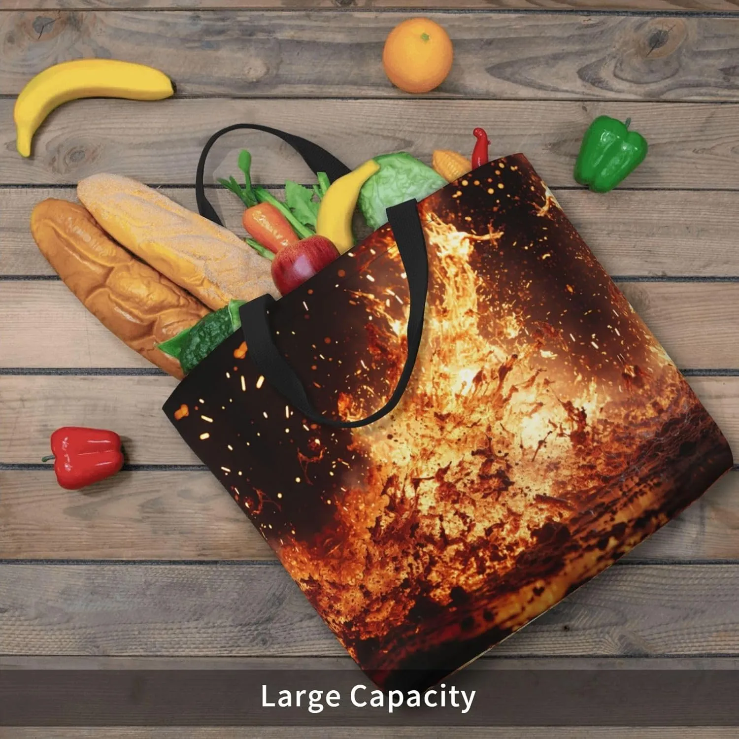 Volcano 3 Print Tote Bag Shoulde Bag Handbag Grocery Bags Reusable For Office Shopping Travel Casual Work Holiday