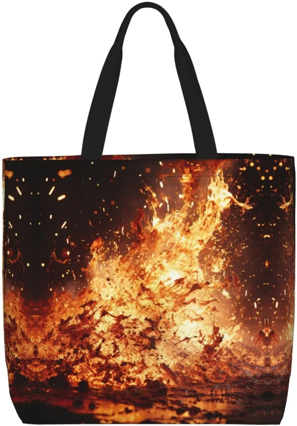 Volcano 3 Print Tote Bag Shoulde Bag Handbag Grocery Bags Reusable For Office Shopping Travel Casual Work Holiday