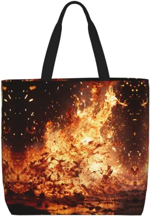 Volcano 3 Print Tote Bag Shoulde Bag Handbag Grocery Bags Reusable For Office Shopping Travel Casual Work Holiday