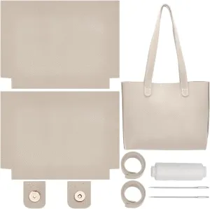 WADORN DIY Women's Handbag Making Kit, DIY PU Leather Handmade Shoulder Bag Making Material for Valentines Mother Birthday Imitation Leather Tote Bag Sewing Accessories DIY Purse Making Set, Ivory
