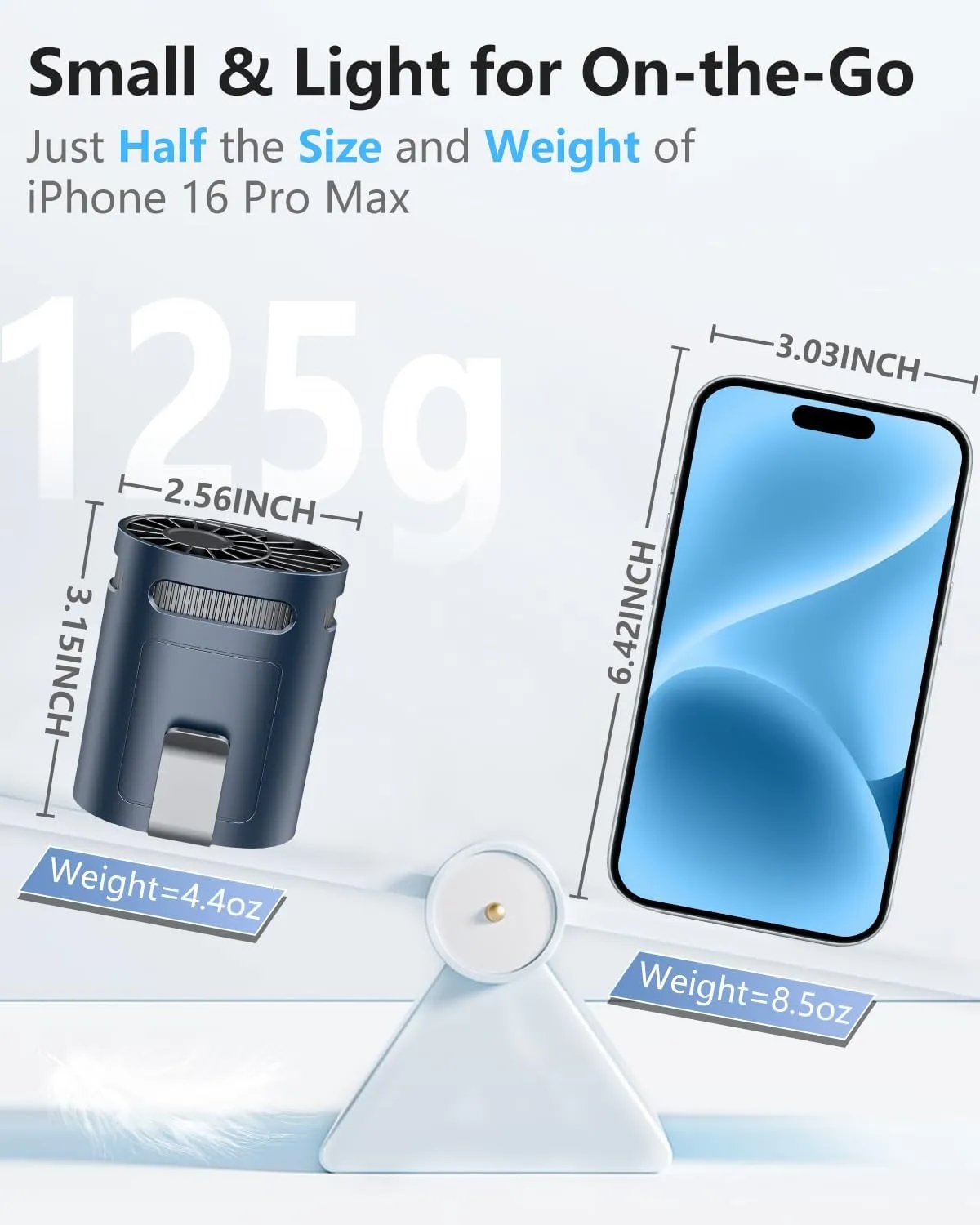 Waist Fan Clip on Cold Air-Mini Lightweight Portable Fan Rechargeable Battery Powered,Small Personal Wearable Shirt Belt Hard Hat Hip Back Body Fans,Cooling Hanging Neck Cooler Ac for Men Women Kids