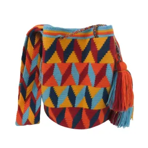 Wayuu bag large mochila wayuu pattern handmade bolso wayuu shoulder crossbody bag colombian gift (2)