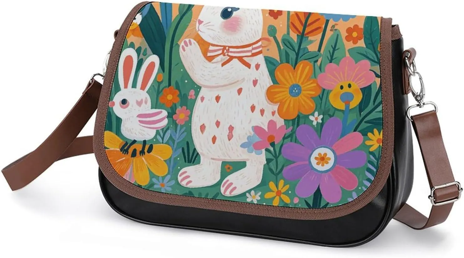Weed Striped Crossbody Bags for Women Travel Shoulder Bag Small Leather Cross Body Handbags