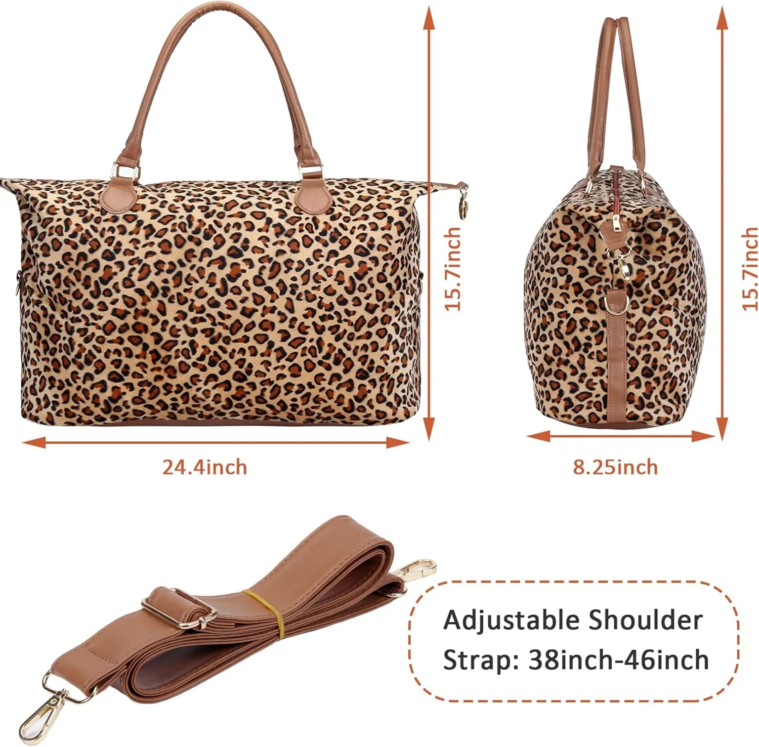Weekender Bag Duffle Bag For Women Large Travel Tote Bag Overnight Weekend Bags With Shoulder Strap Cow Leopard Atzec…