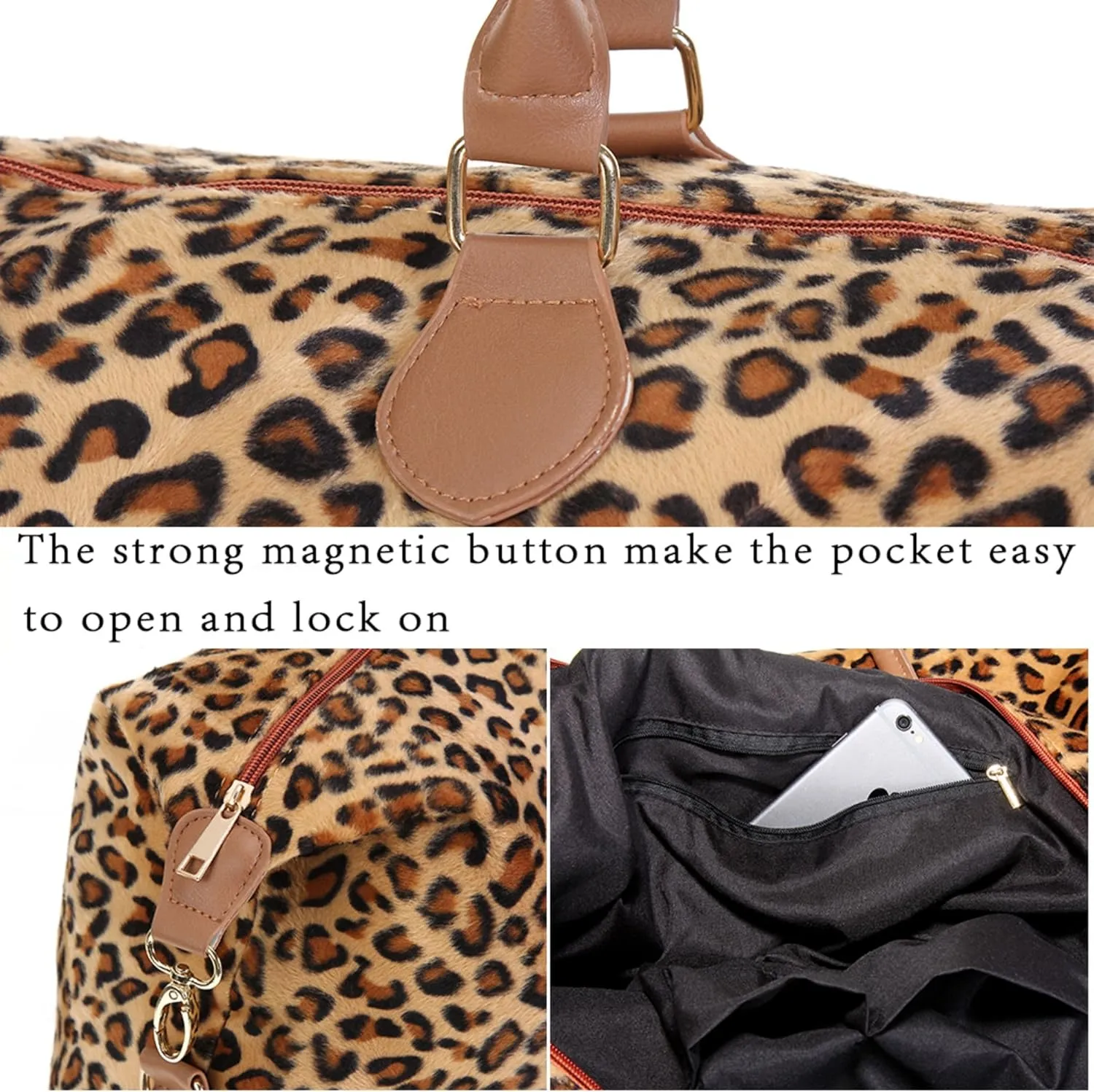Weekender Bag Duffle Bag For Women Large Travel Tote Bag Overnight Weekend Bags With Shoulder Strap Cow Leopard Atzec…